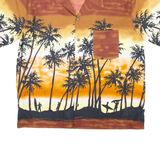 PINEAPPLE COLLECTION Mens Hawaiian Shirt Brown Crazy Pattern L