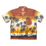 PINEAPPLE COLLECTION Mens Hawaiian Shirt Brown Crazy Pattern L