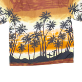 PINEAPPLE COLLECTION Mens Hawaiian Shirt Brown Crazy Pattern L