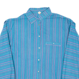 Popper Buttons Womens Shirt Blue Striped Long Sleeve M