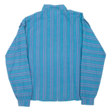 Popper Buttons Womens Shirt Blue Striped Long Sleeve M