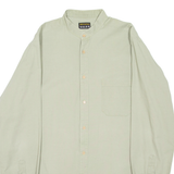 Mens Plain Shirt Green Long Sleeve L