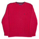 NAUTICA Mens Jumper Red Cable Knit XL