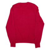 TOMMY HILFIGER Mens Jumper Red V-Neck Tight Knit M