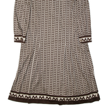 SORA Stretch Womens A-Line Dress Brown 90s Crazy Pattern Midi L