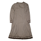 SORA Stretch Womens A-Line Dress Brown 90s Crazy Pattern Midi L