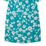 Womens Day Dress Blue 90s Floral Short Sleeve Midi M