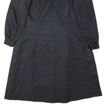 Womens A-Line Dress Black Spotted Long Sleeve Midi M