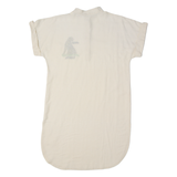 JAMBO Womens Shirt Dress Cream Short Sleeve Midi M