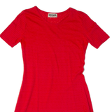 KRIMA Womens Skater Dress Red Short Sleeve Knee Length M