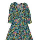 LINDA AYRE Womens A-Line Dress Blue Paisley Long Sleeve Midi S