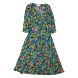 LINDA AYRE Womens A-Line Dress Blue Paisley Long Sleeve Midi S