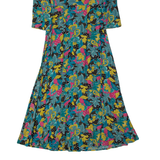 LINDA AYRE Womens A-Line Dress Blue Paisley Long Sleeve Midi S