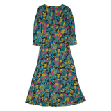 LINDA AYRE Womens A-Line Dress Blue Paisley Long Sleeve Midi S