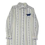 Womens Shift Dress Beige Striped Long Sleeve Midi M