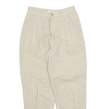 STEFANEL Striped Womens Trousers Beige Relaxed Tapered 90s W26 L28