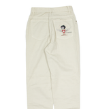 EMMANUEL SCHVILI Betty Boop Mens Trousers Cream Tapered 90s W24 L30