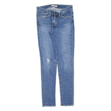 LEVI'S 711 Distressed Womens Jeans Blue Slim Skinny Stone Wash W28 L30