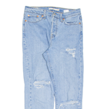 LEVI'S BIG E Distressed Womens Jeans Blue Regular Straight Stone Wash W26 L24
