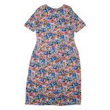 GREEN COTTON BY PETER HAAN Womens A-Line Dress Pink Floral Short Sleeve Long L
