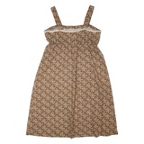 Womens A-Line Dress Brown Floral Sleeveless Midi XL