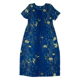 ZHE JANGOUHAI GARMENT FACTORY Sheer Womens Day Dress Blue Floral Long L