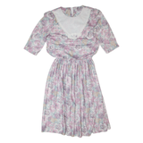 MLS LTD Womens A-Line Dress Pink 80s Floral Short Sleeve Midi L