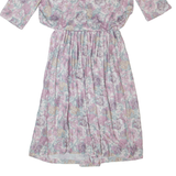 MLS LTD Womens A-Line Dress Pink 80s Floral Short Sleeve Midi L