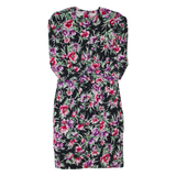 KARIN STEVENS Petite Womens Pencil Dress Black 90s Floral Midi S