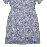 Belted Womens Pencil Dress Pink 90s Crazy Pattern Short Sleeve Midi L