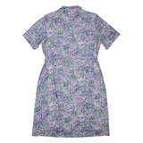 Belted Womens Pencil Dress Pink 90s Crazy Pattern Short Sleeve Midi L