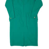 Womens Pencil Dress Green 90s Long Sleeve Midi L