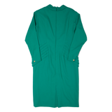 Womens Pencil Dress Green 90s Long Sleeve Midi L