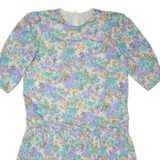 Womens Shift Dress Cream 80s Floral Midi XL