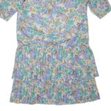 Womens Shift Dress Cream 80s Floral Midi XL