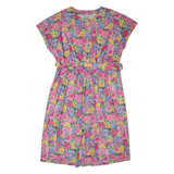 Womens Day Dress Pink 90s Floral Short Sleeve Midi L