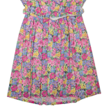 Womens Day Dress Pink 90s Floral Short Sleeve Midi L