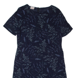Womens Day Dress Blue 90s Floral Short Sleeve Midi M