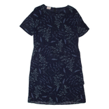 Womens Day Dress Blue 90s Floral Short Sleeve Midi M