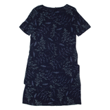 Womens Day Dress Blue 90s Floral Short Sleeve Midi M