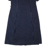 Womens A-Line Dress Blue 90s Striped Short Sleeve Midi L