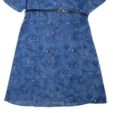 LINEA V Womens A-Line Dress Blue Floral Short Sleeve Midi XL