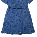 LINEA V Womens A-Line Dress Blue Floral Short Sleeve Midi XL