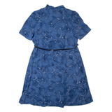 LINEA V Womens A-Line Dress Blue Floral Short Sleeve Midi XL