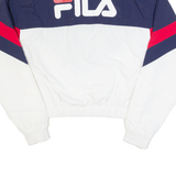 FILA 1/2 Zip Up Cropped Womens Pullover Jacket Blue Chevron XS