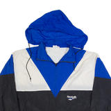 REEBOK Mens Rain Jacket Black Hooded Colourblock L