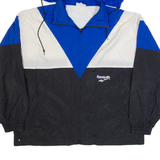 REEBOK Mens Rain Jacket Black Hooded Colourblock L