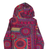 Sherpa Lined Womens Jacket Red Hooded Crazy Pattern S