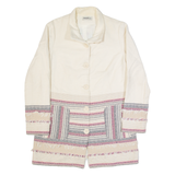 DESIGUAL Womens Overcoat Coat White Striped M
