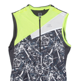 KALENJI Paint Splatter Cycling Mens Jersey Grey 1/2 Zip M